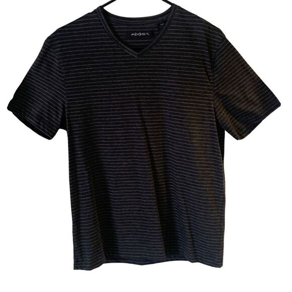 NEW Women’s Axist V Neck T Shirt Gray Pinstriped Sz Sm P - Picture 1 of 9